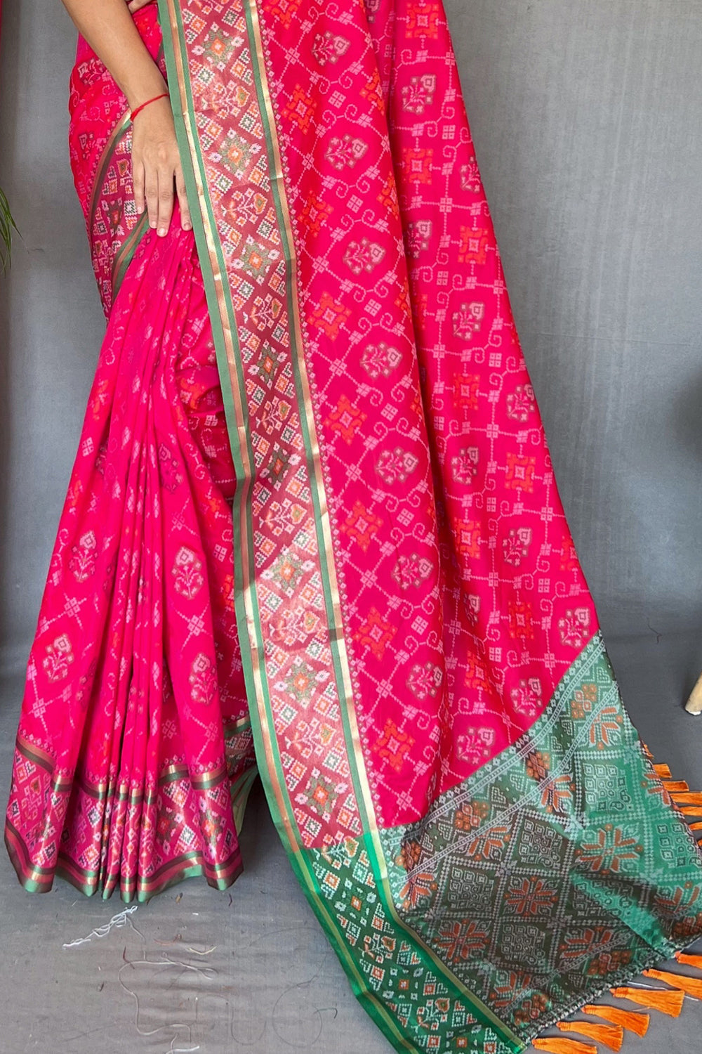 Buy Teal Blue Floral Print Satin Silk Saree Nitaraa