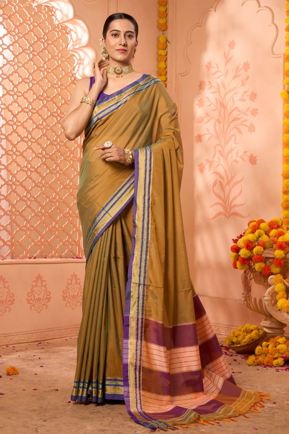 Buy Purple Satin Silk Saree With Blouse Piece Nitaraa
