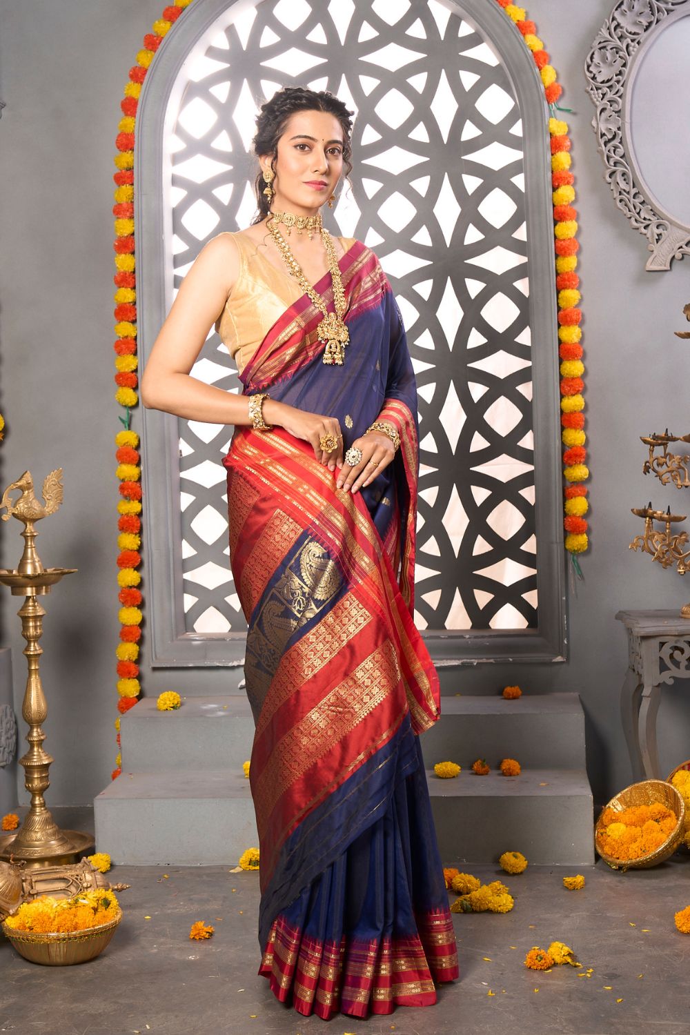 Buy Magenta Pink Organza Saree Nitaraa