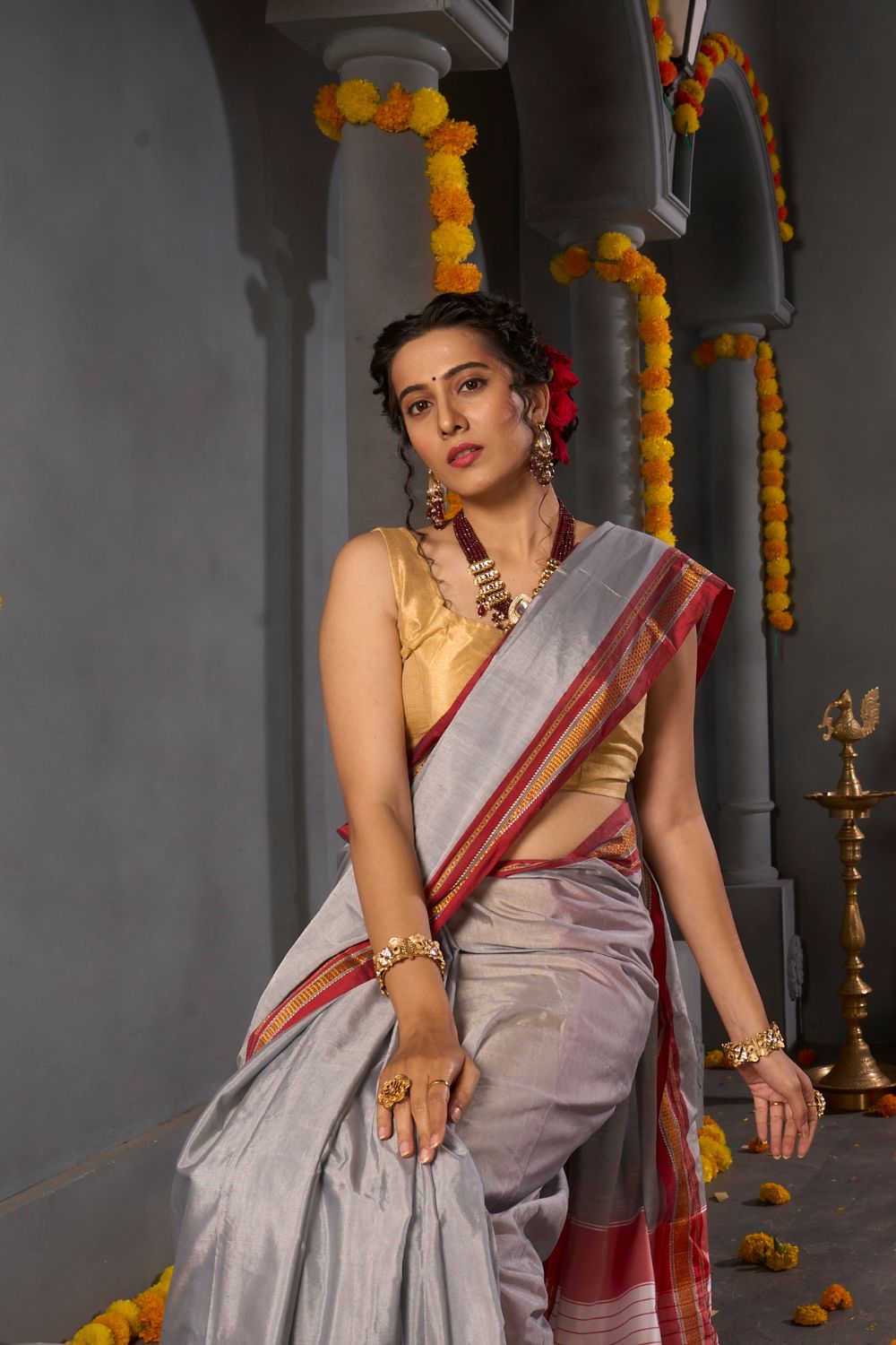 Buy Green Multicolour Organza Saree Nitaraa