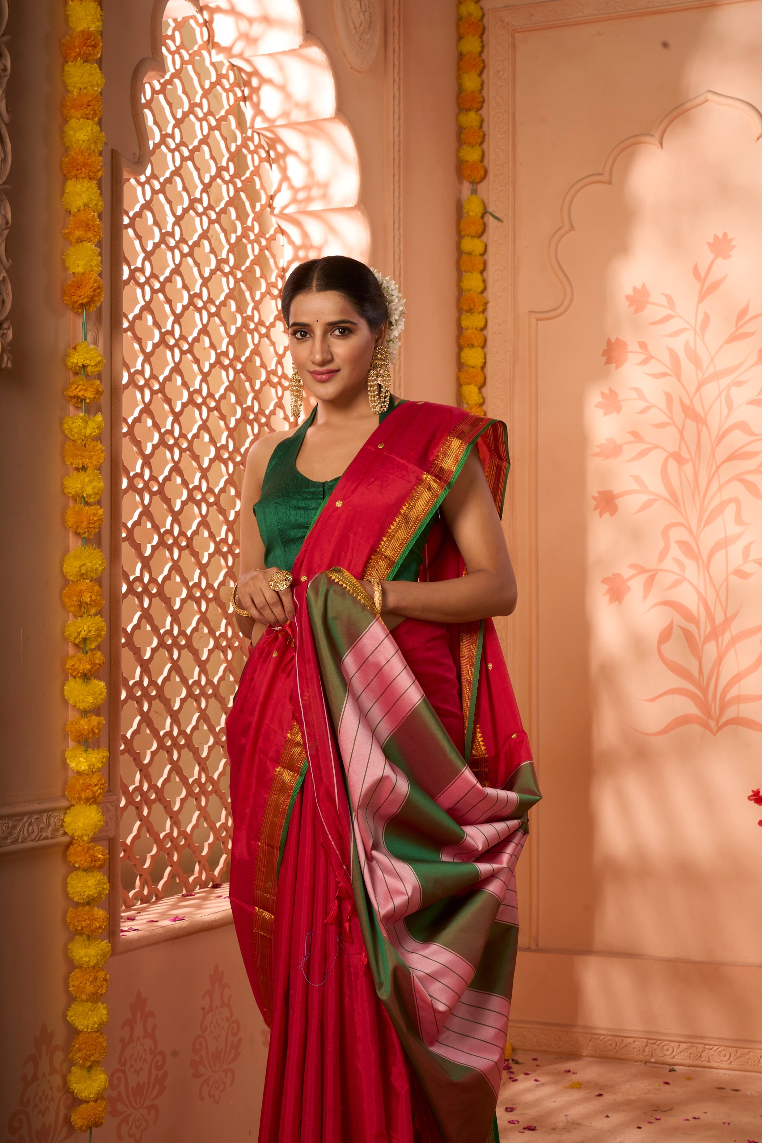 Buy Rhubarb Purple Zari Butta Saree Nitaraa