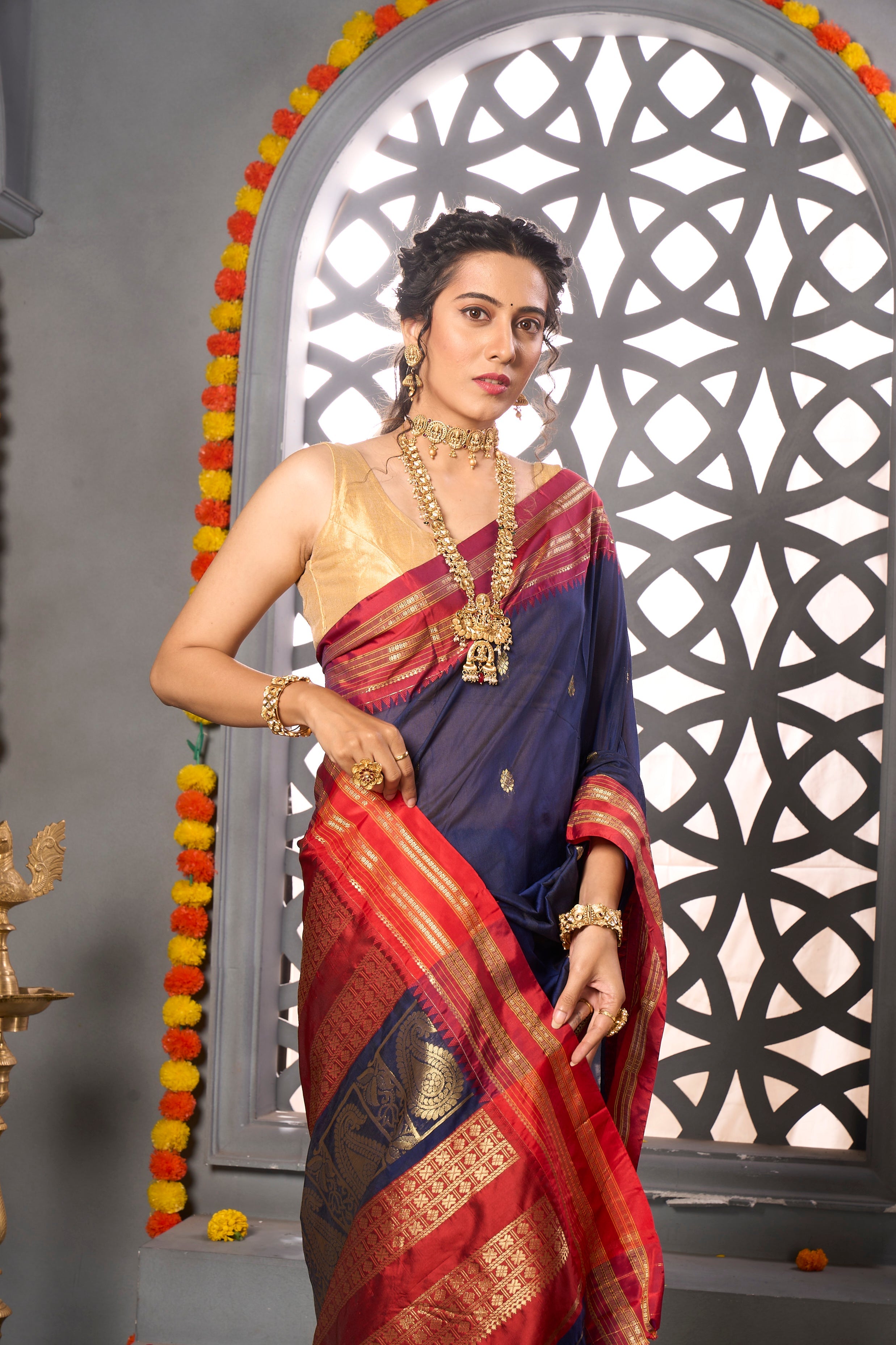 Buy Cerulean Blue Organza Saree Nitaraa