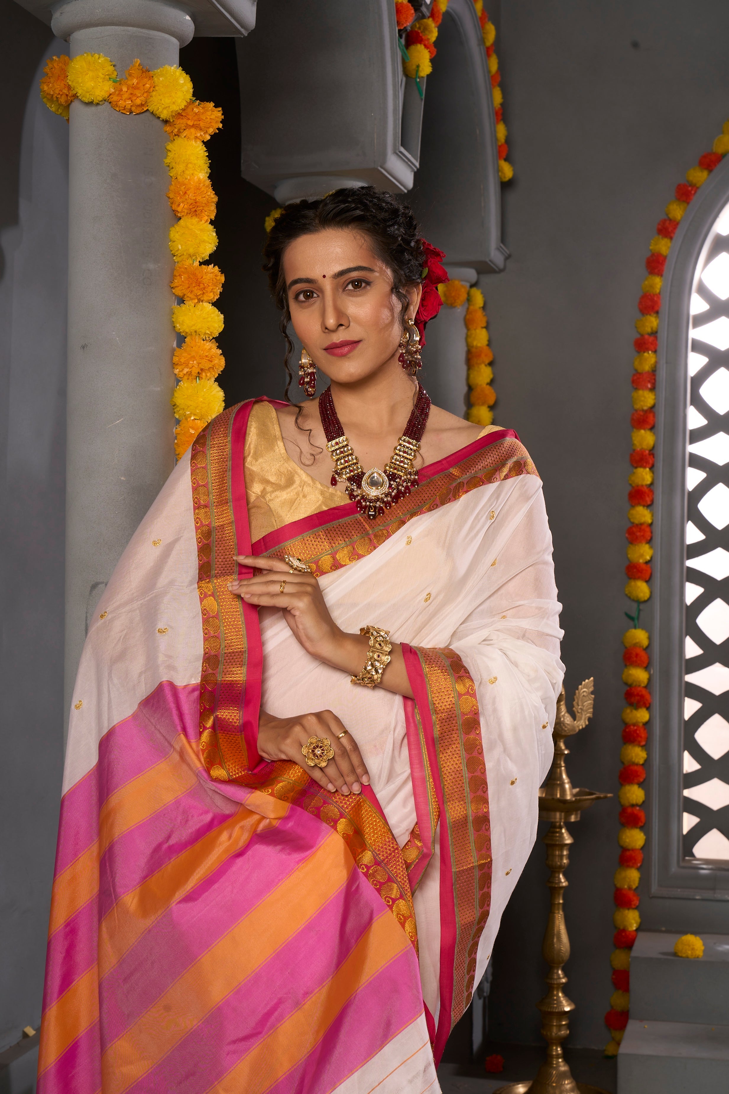 Buy Charcoal Black Ilkal Sarees Nitaraa