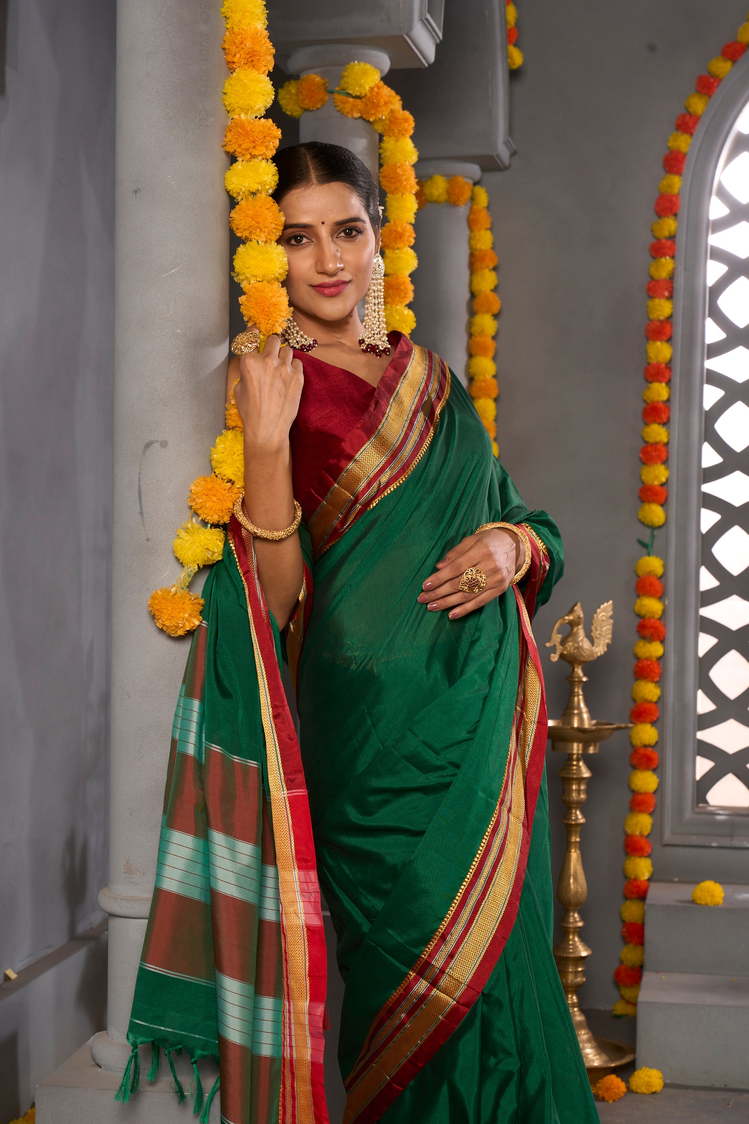 Buy Orange Banarasi Silk Saree Nitaraa