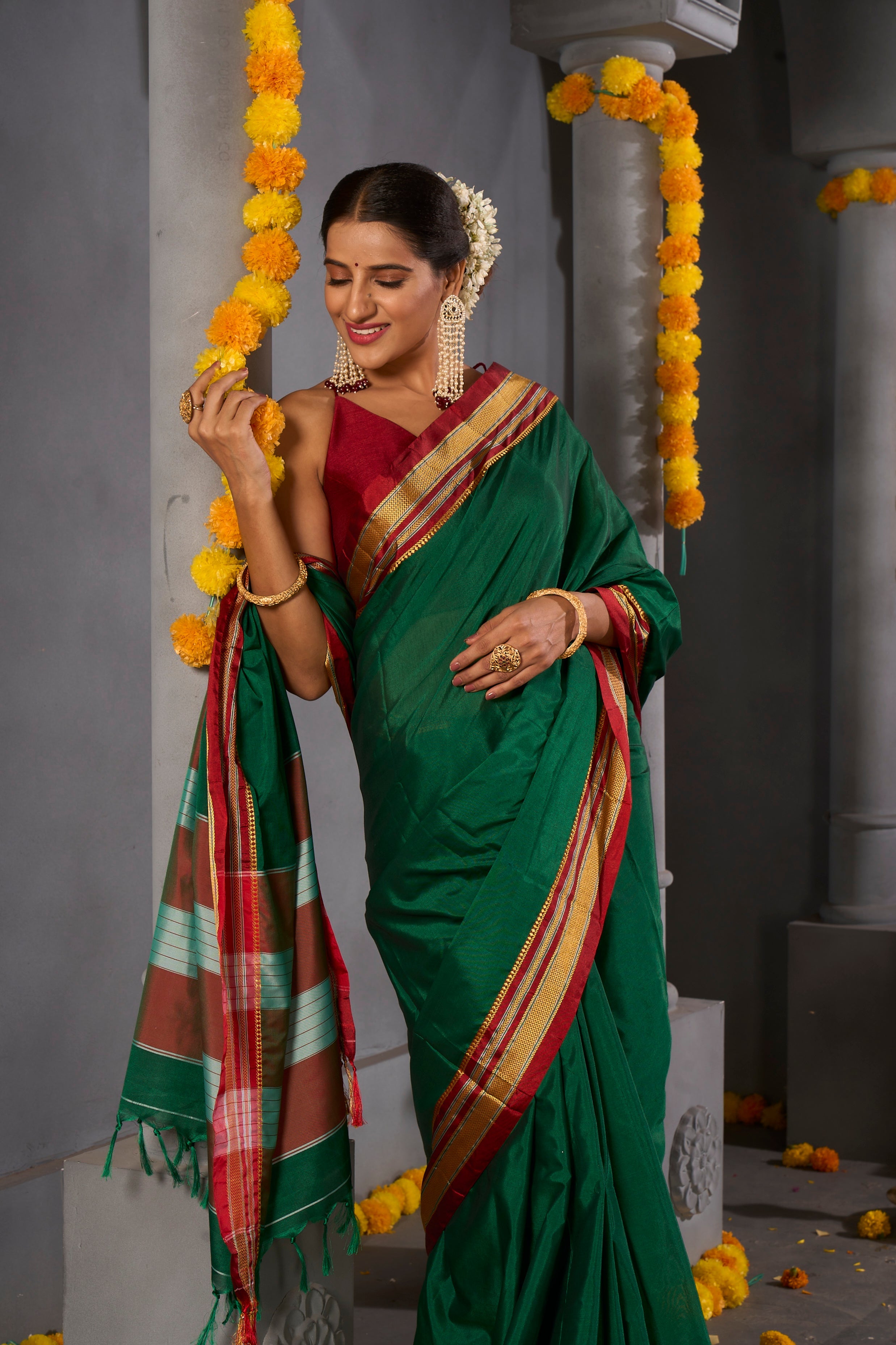 Buy Navy Blue Banarasi Silk Saree Nitaraa