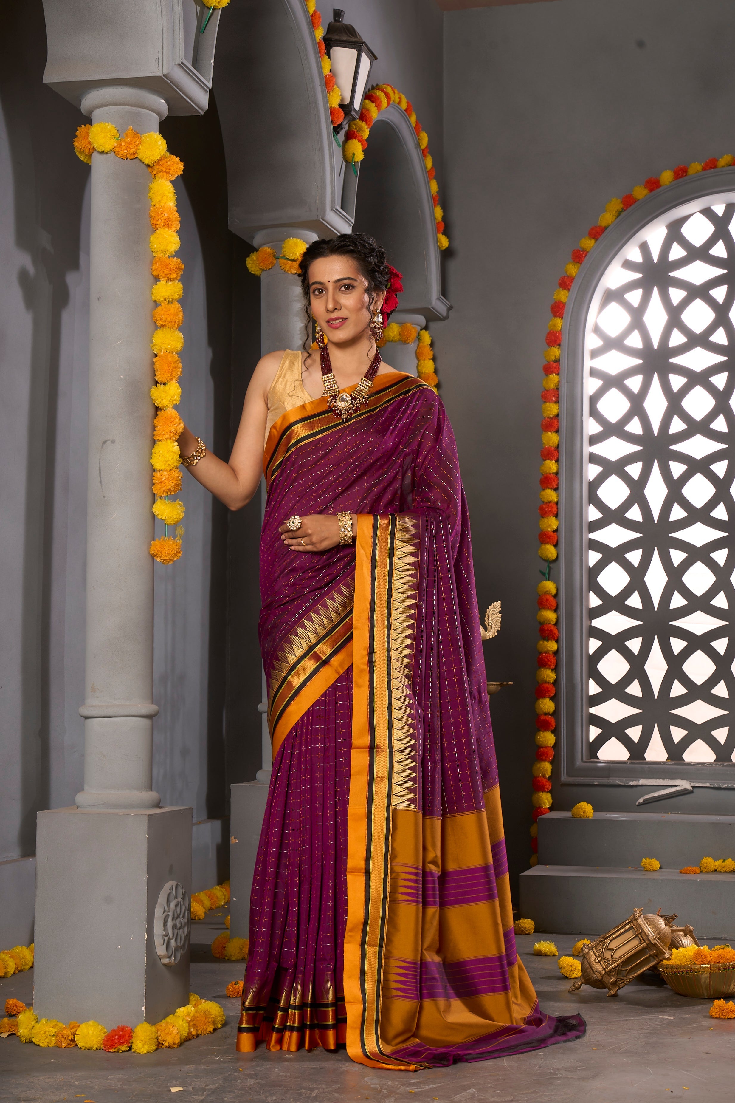 Buy Navy Blue Paithani Silk Saree Nitaraa