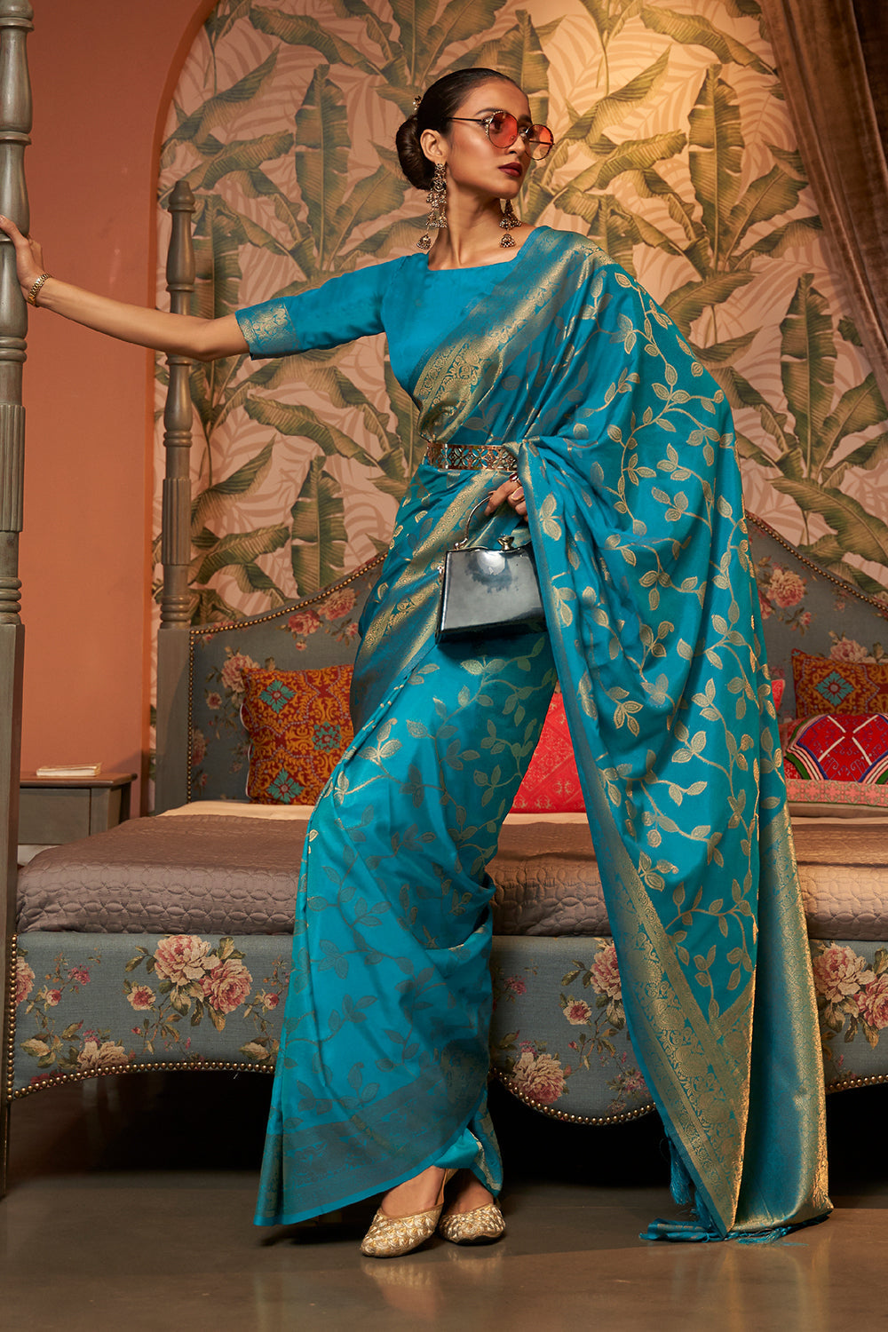 Buy Dark Violet Blue Banarasi Saree Nitaraa