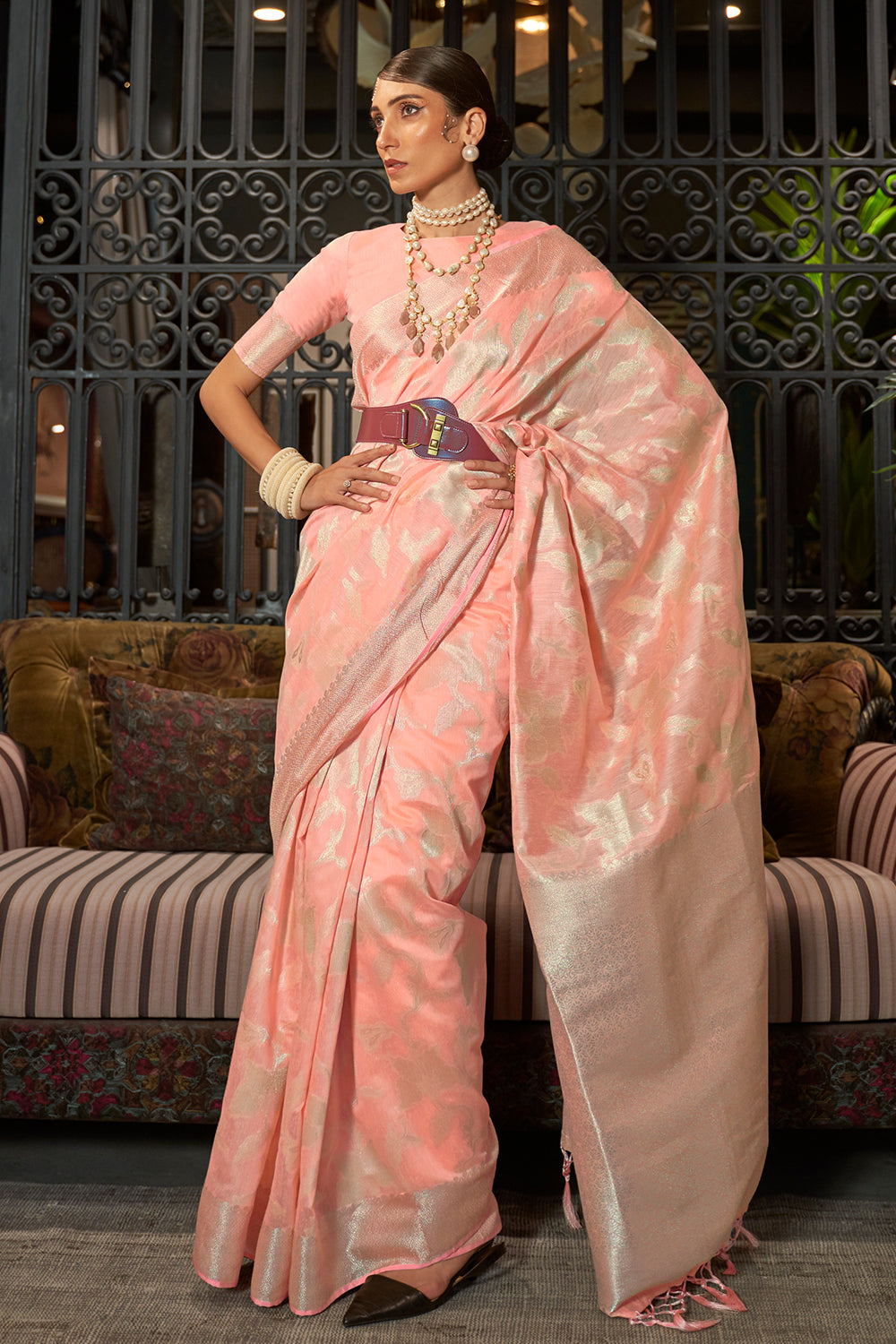 Buy Firozi Blue Banarasi Saree Nitaraa