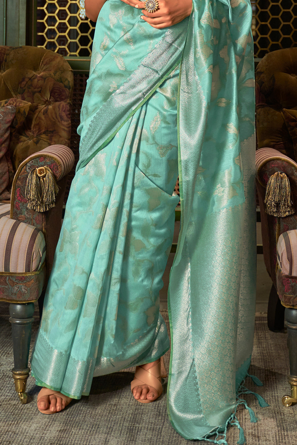Buy Orange Raw Silk Saree Nitaraa