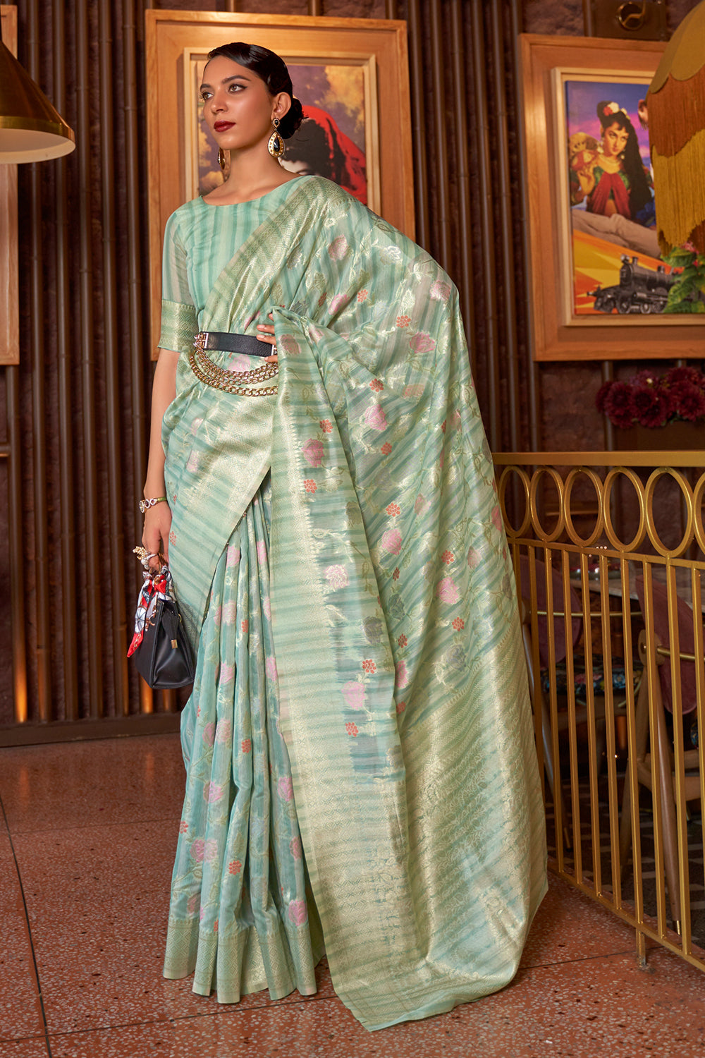 Buy Red And Orange Raw Silk Saree Nitaraa