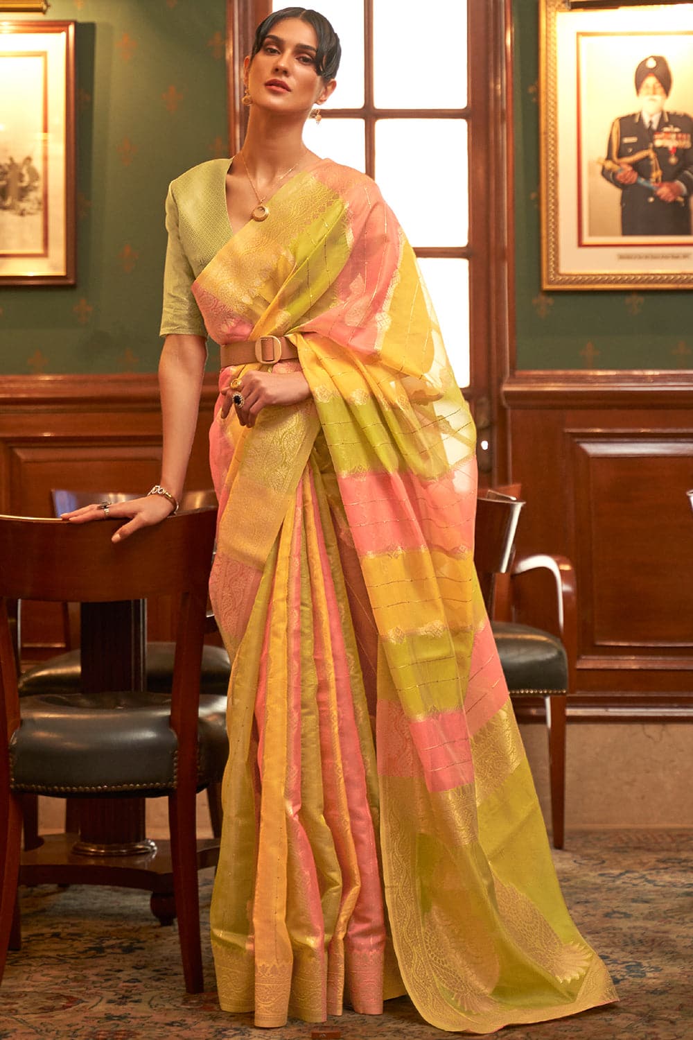 Buy Green And Blue Dola Silk Saree Nitaraa