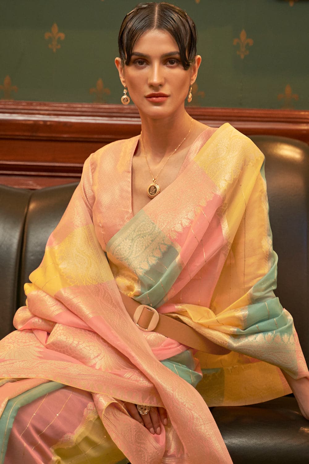 Buy Multicolor Pure Georgette Viscose Saree Nitaraa