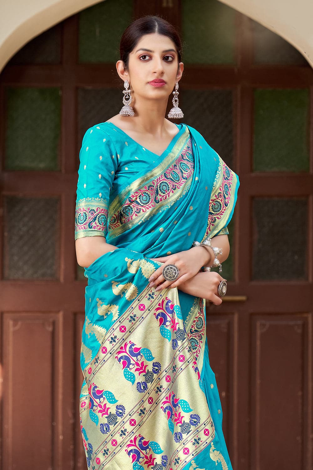 Buy Chocolate Brown Satin Saree Nitaraa