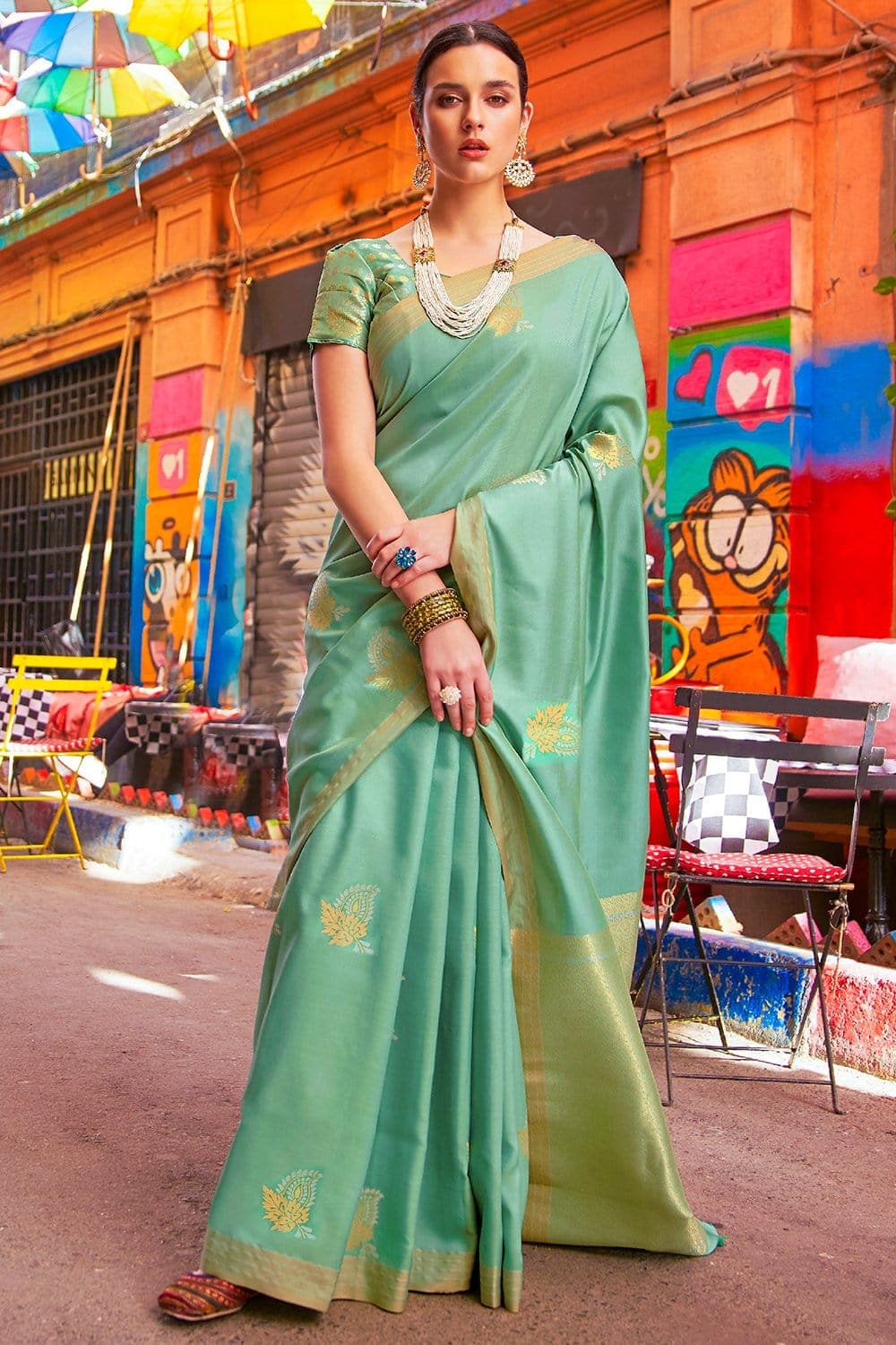 Buy Steel Grey Linen Saree Nitaraa